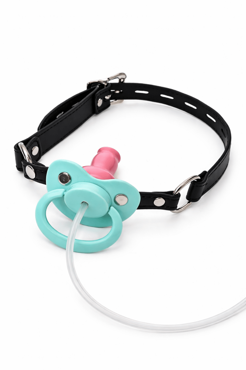 Adult Pacifier Gag - Knot Teat - Fluid Tube - Locking ABDL Paci Gag - SubWoofs