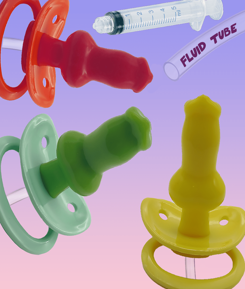 Adult Pacifier - Knot Teat (single colour) - With Fluid Tube - Abdl Dummy - SubWoofs