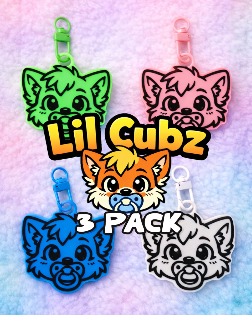 Lil Cubz ABDL Keychain 3 Pack - Babyfur Charms - Standard Colours - SubWoofs
