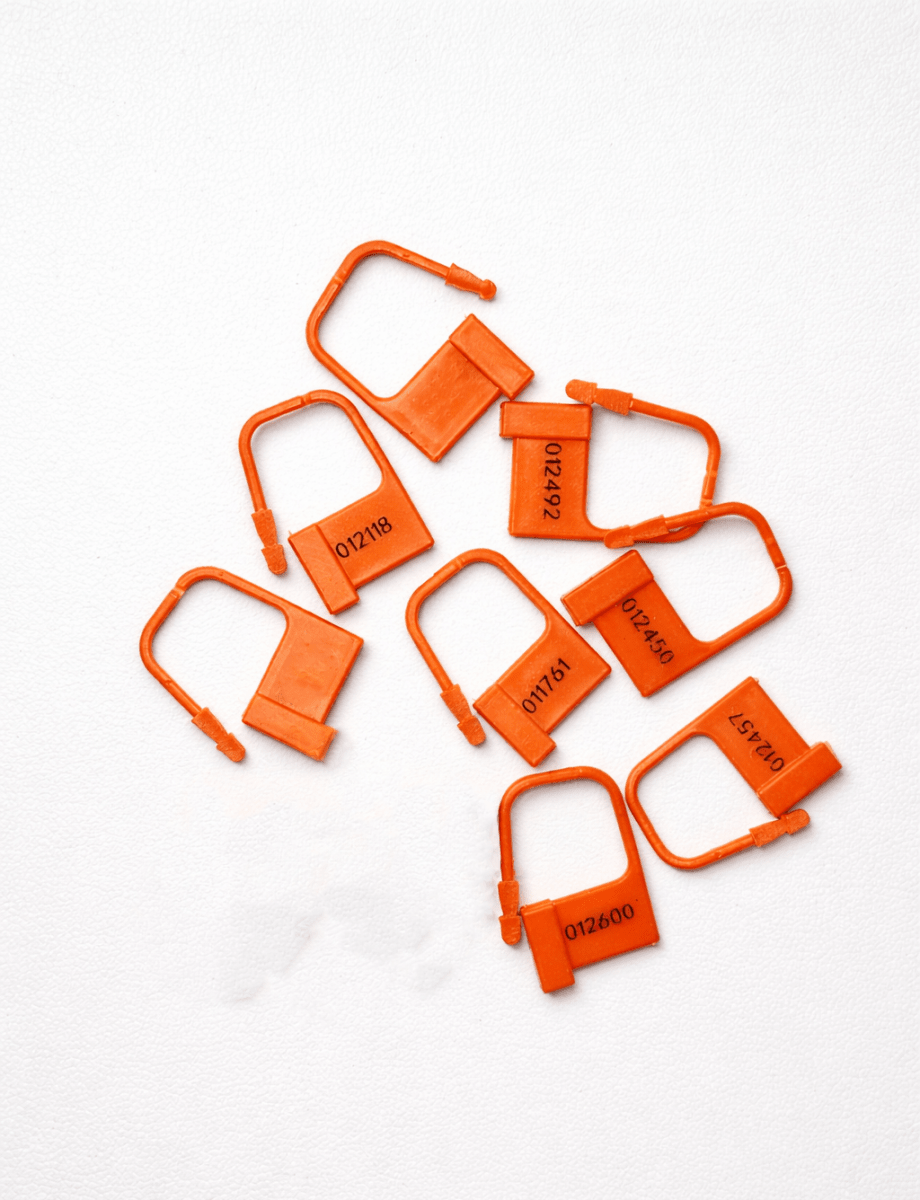 Orange Chastity Disposable Padlocks - Numbered Cage Locks - SubWoofs