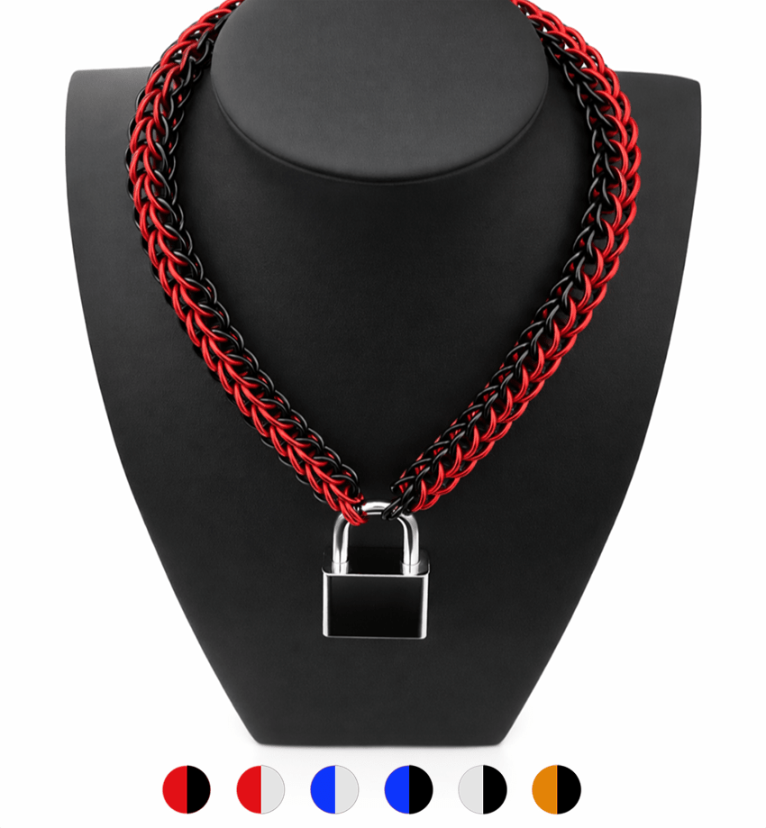 Persian Chainmail Pup Collar - Silver Padlock - Day Collar - SubWoofs